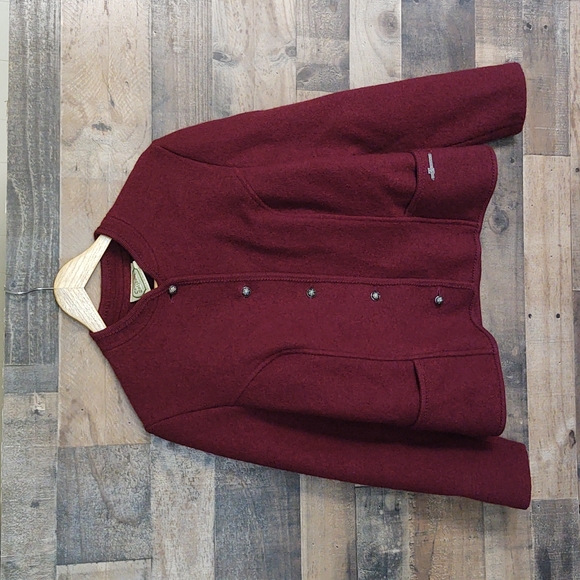 Vintage Orig. Salzburger Boiled pure new wool Marroon Coat Med women's - Picture 1 of 14